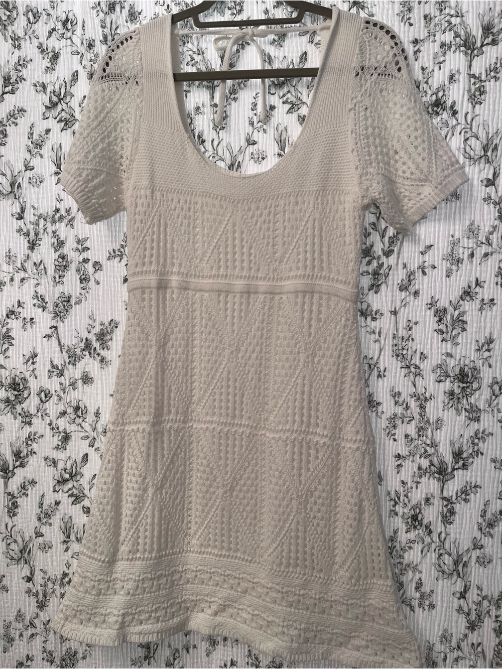 Wishlist Cream Open-Knit Scoop Neck Dress